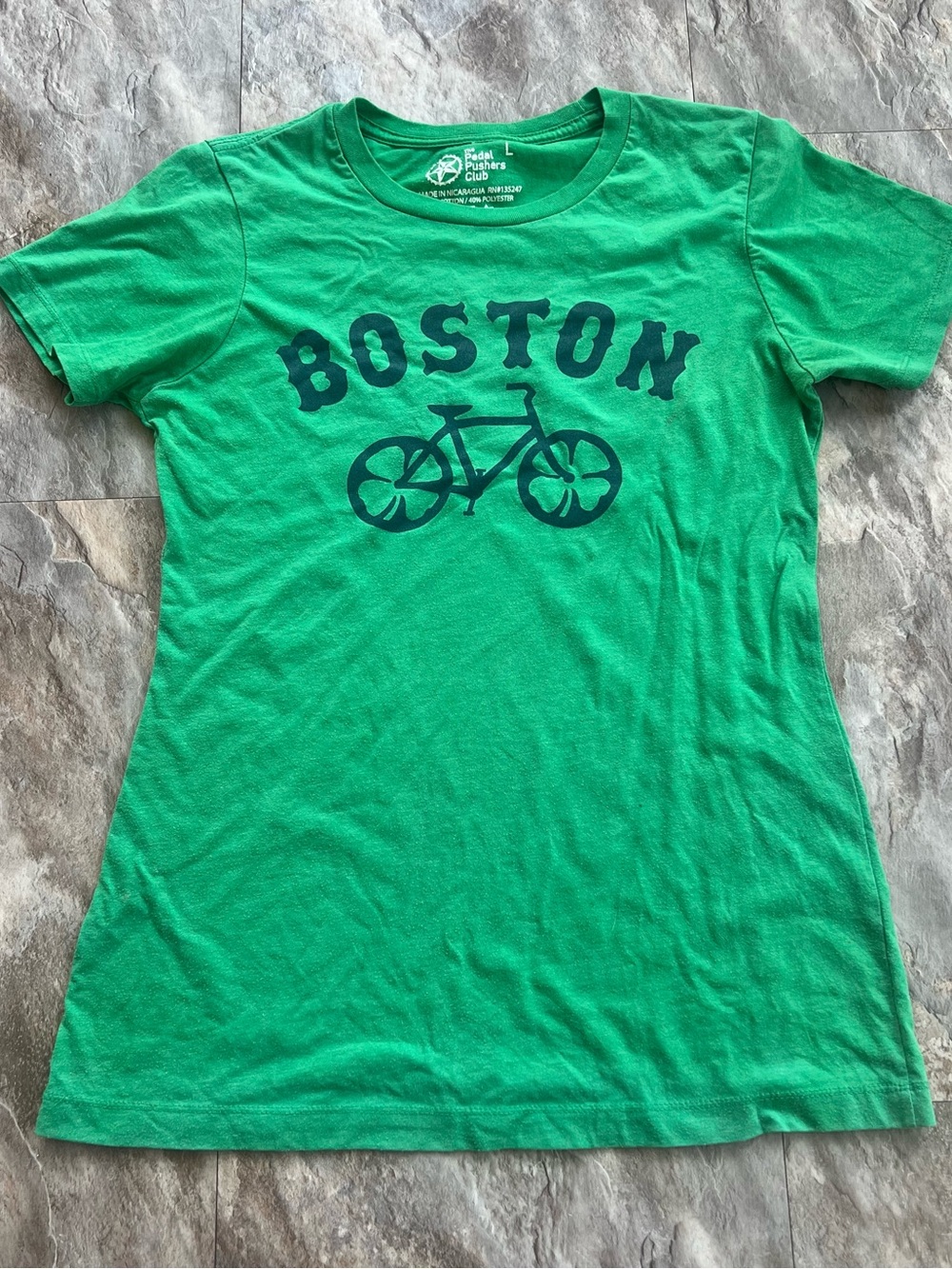 Woman's Green Clover Bicycle Boston Sports Shirt Size Large
